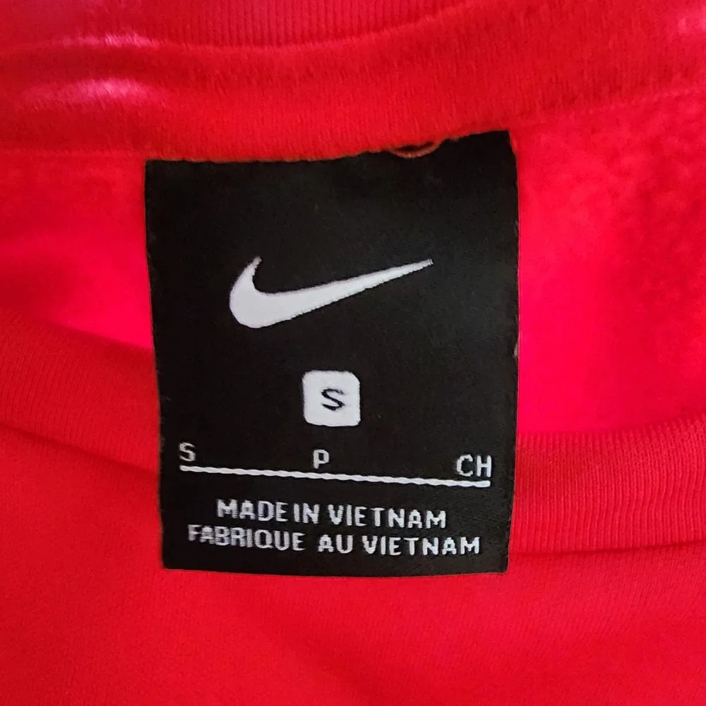 Nike Red Crewneck Sweatshirt Swoosh Athletic Colorblock  Pockets Womens S‎